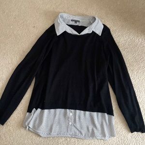 Black light weight sweater with built in blouse- perfect for all seasons!